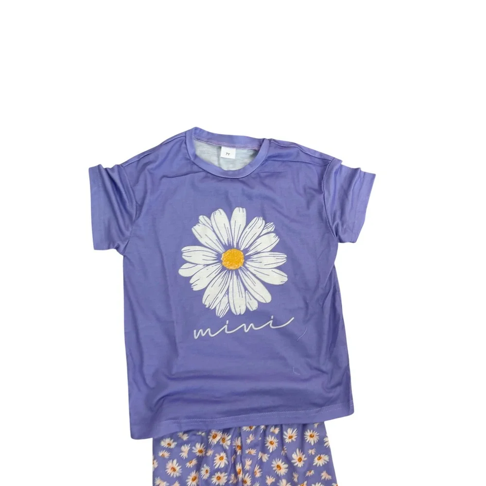 Kids SHEIN Purple Daisy Mini Outfit – 2 Piece Set – Size 7 Youth – NWOT‎